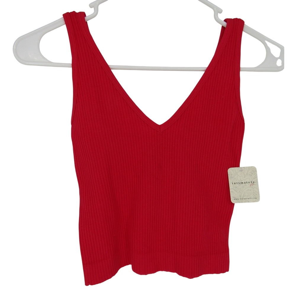 Free People Intimately Tank Top XS/S Red Ribbed Seamless Crop Boho Basic Casual
